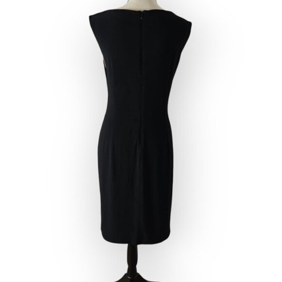 Anne Klein Black w/ White Crocheted Lace Sleeveless Sheath Dress 14 - Picture 3 of 7